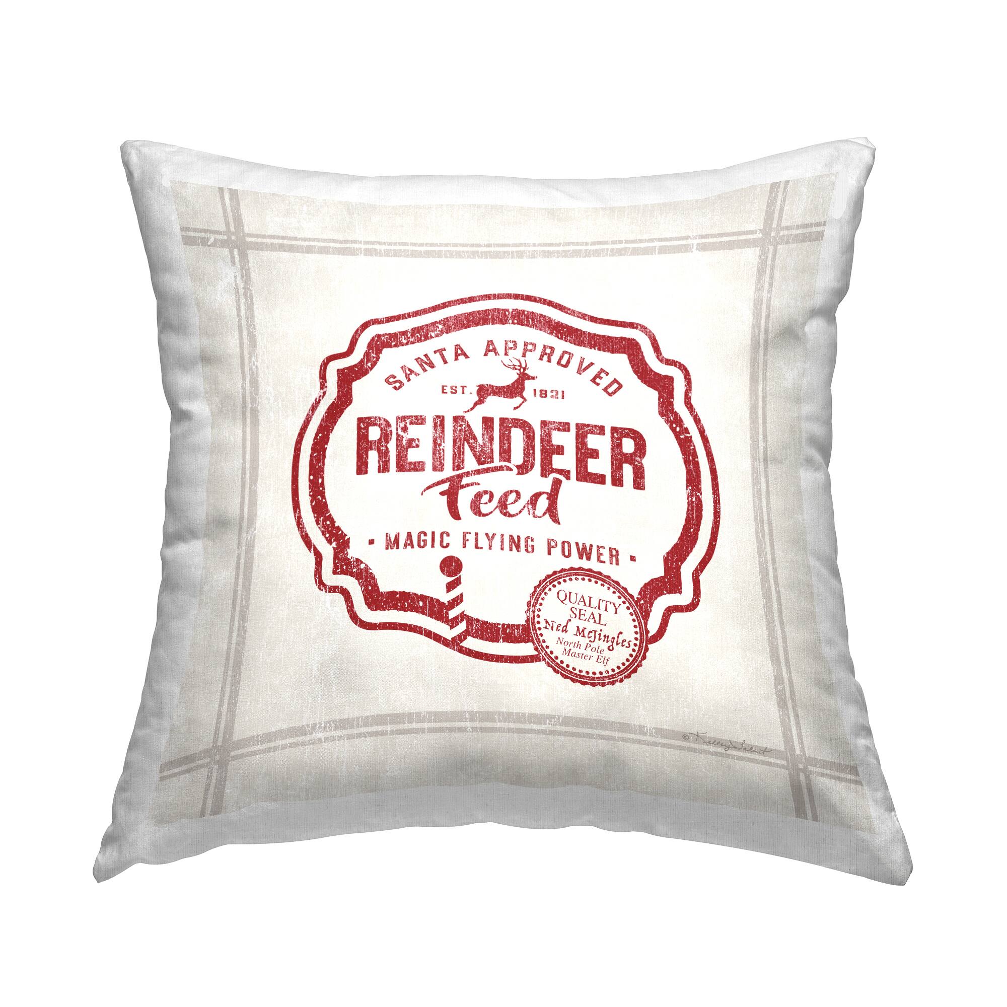 Stupell Industries Reindeer Feed Vintage Ad Throw Pillow
